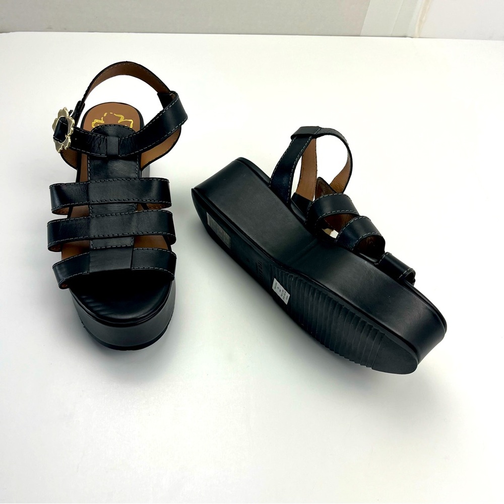Ted Baker Ffayeta Black Leather Sandal Platform Wedge Womens Size US 10.5 NEW